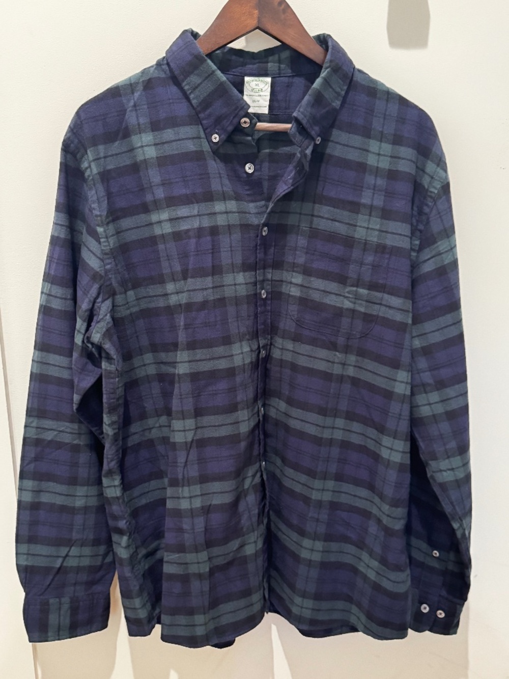 Brooks Brothers | NWOT | Flannel PBD Collar, Black Watch Shirt (XL)